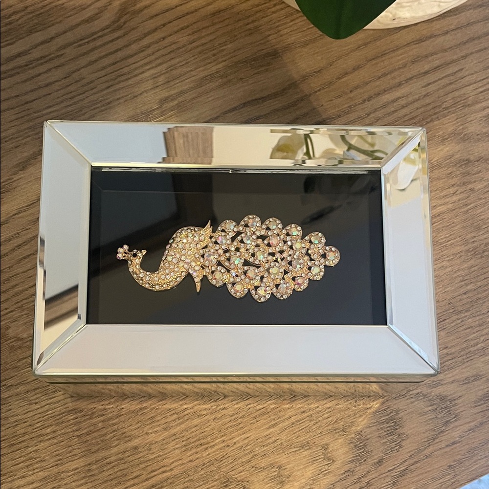 Elegant Mirrored Jewelry Box with Crystal Accents